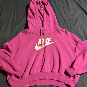 Women's Nike Crop Top Hoodie with Logo in Purple Size Small